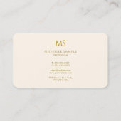 Eleganter Goldtext-Monogramm Luxus Premium-Seide Visitenkarte (Rückseite)