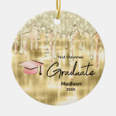 Eleganter Goldtropfender Glitzer Keramik Ornament (Vorne)