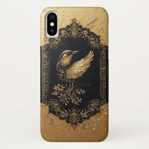 Eleganter Goldvogel in verziertem Vintage-Rahmen Case-Mate iPhone Hülle