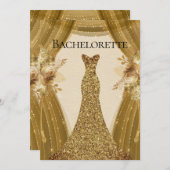 Eleganter Goldvorhang Dress Junggeselinnen-Abschie Einladung (Vorne/Hinten)