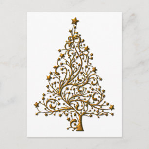 Eleganter Goldweihnachtsbaum Feiertagspostkarte