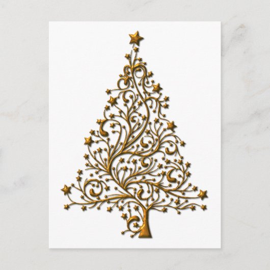Eleganter Goldweihnachtsbaum Feiertagspostkarte (Vorderseite)