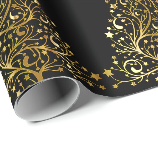 Eleganter Goldweihnachtsbaum Geschenkpapier (Rolleneckpunkt)