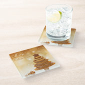 Eleganter Goldweihnachtsbaum Glasuntersetzer (Schrägansicht)