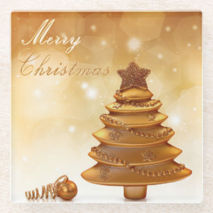 Eleganter Goldweihnachtsbaum Glasuntersetzer