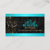 Eleganter GoldWirbel und schwarzer Damast Visitenkarte (Vorderseite)