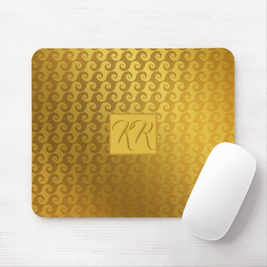 Eleganter Goldwirl-Mit Monogramm Computer Mousepad (Mit Mouse)
