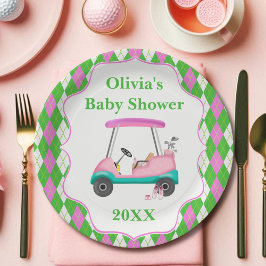 Eleganter Golf Cart für Babydusche Pappteller