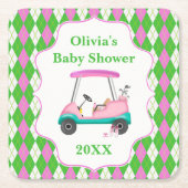 Eleganter Golf Cart für Babydusche Rechteckiger Pappuntersetzer (Vorderseite)