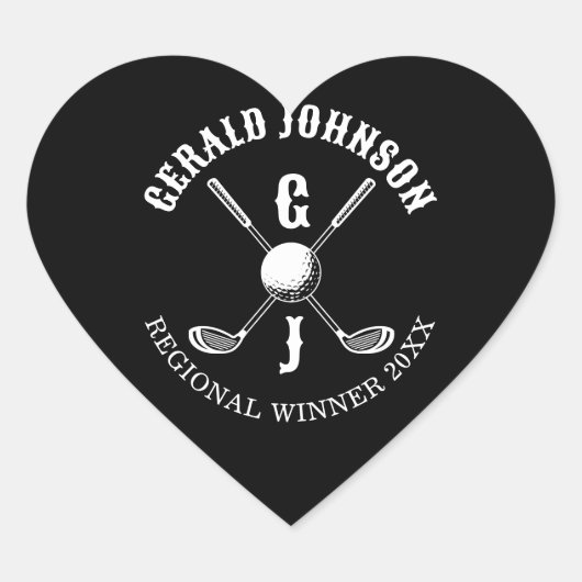 Eleganter Golf Monogr... Herz-Aufkleber (Vorderseite)