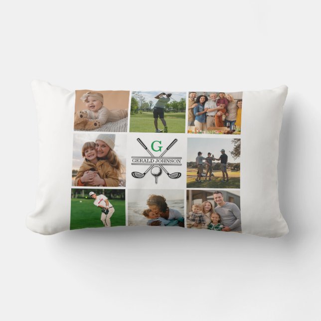 Eleganter Golf Monogram Collage Design Throw Kisse Lendenkissen (Vorderseite)