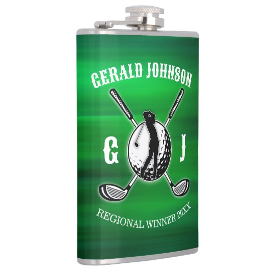 Eleganter Golf Monogram Design Vinyl Wrapped Flask Flachmann (Rechts)