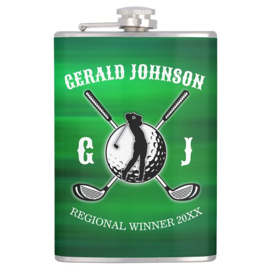 Eleganter Golf Monogram Design Vinyl Wrapped Flask Flachmann (Vorderseite)