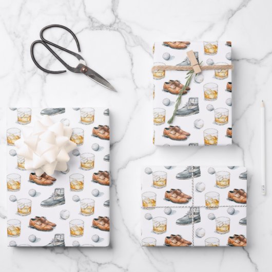 Eleganter Golfer Geschenkpapier Set (Vorderseite)