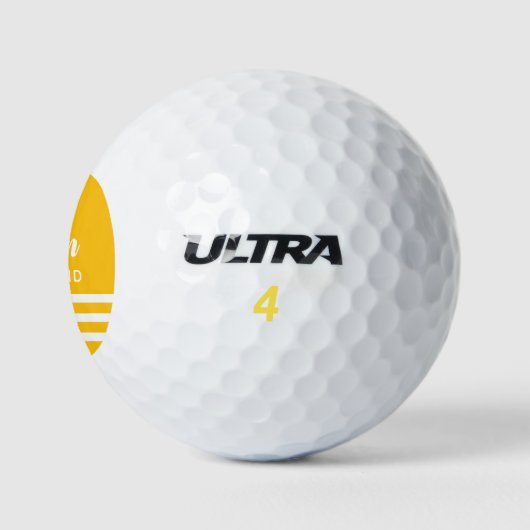 Eleganter Golfer Name mit 3 Streifen auf Gelb Golfball (Logo)