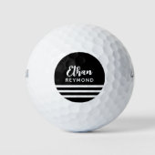 Eleganter Golfer Name mit 3 Streifen schwarz Golfball (Vorderseite)