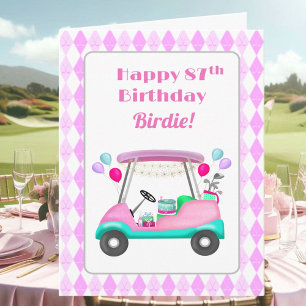 Eleganter Golfparty-Wagen für Damen 87. Geburtstag Karte