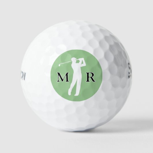 Eleganter Golfspieler Ball / 2 Initialen / Mann go (Vorderseite)