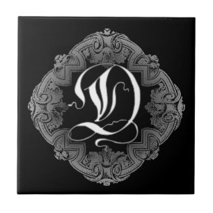 Eleganter Goth Initial D Fliese