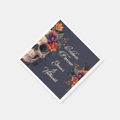 Eleganter Gothic 3D Floral Skull Cocktail Serviette (Ecke)