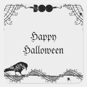 Eleganter Gothic Black and White Halloween Sticker