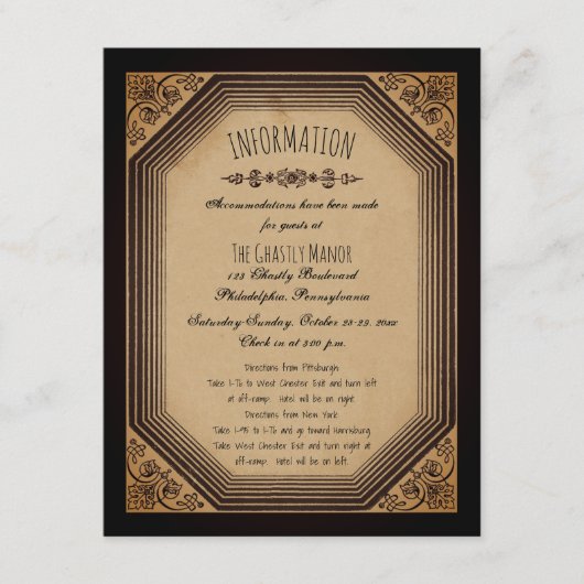 Eleganter Gothic Deko Frame Cornices Wedding Info  Begleitkarte (Vorderseite)