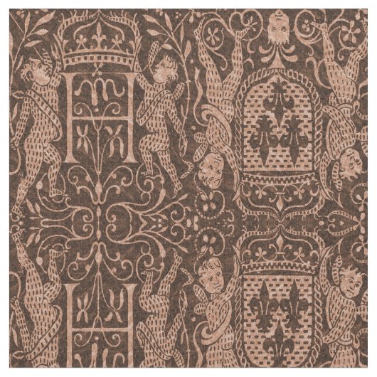 Eleganter Gothic Fleur de Lys Chateau Style Stoff (Nahaufnahme)
