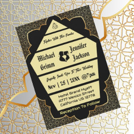 Eleganter Gothic Golden QR Code Einladung Hochzeit