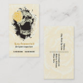 Eleganter Gothic-Grunge-Schädel & gelbe Rose-Brust Visitenkarte (Vorne/Hinten)