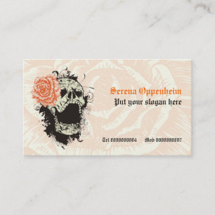 Eleganter Gothic-Grunge-Schädel & Orange-Rose Visitenkarte