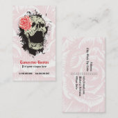 Eleganter Gothic-Grunge-Schädel & rote Rose Visitenkarte (Vorne/Hinten)