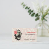 Eleganter Gothic-Grunge-Schädel und rote Rose Visitenkarte (Stehend Vorderseite)