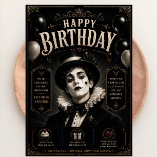 Eleganter Gothic Pierrot Geburtstag Karte