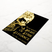 Eleganter Gothic Skull Halloween-Party Foil Folieneinladung (Gedreht)