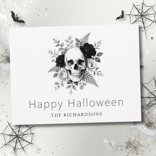 Eleganter Gothic Skull Halloween Postkarte