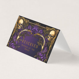 Eleganter Gothic Skull & Rose Hochzeit Platzkarte