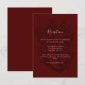 Eleganter Gothic Wedding Blood Red Floral Empfang Begleitkarte (Vorne/Hinten)