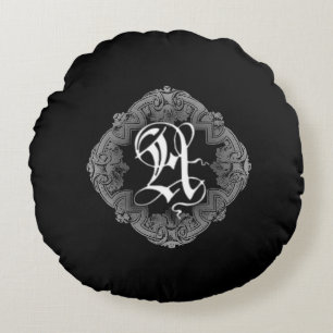 Eleganter gothischer Anfangsbuchstabe A Rund Kisse Rundes Kissen