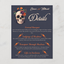 Eleganter gotischer 3D-Floral Skull QR-Code Begleitkarte