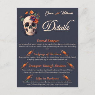 Eleganter gotischer 3D-Floral Skull QR-Code Begleitkarte