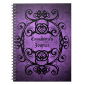 Eleganter gotischer Damast lila und schwarz Notizblock (Vorderseite)