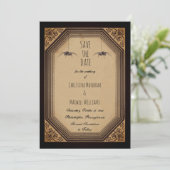 Eleganter gotischer Deko-Rahmen-Geflechte Save the Date (Stehend Vorderseite)