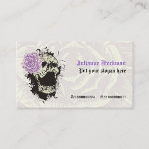 Eleganter gotischer Grunge-Totenkopf und lila Rose Visitenkarte