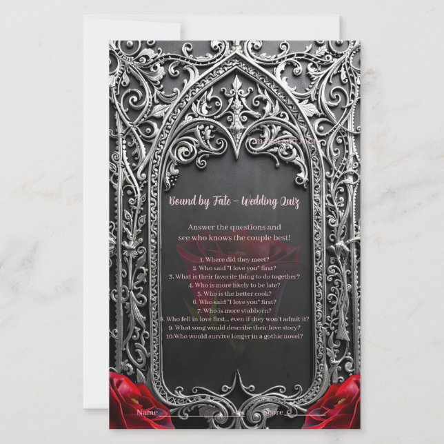 Eleganter gotischer Hochzeitsrosenrahmen  (Vorderseite)