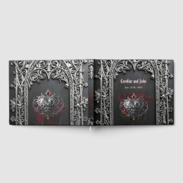 Eleganter gotischer Hochzeitsrosenrahmen Gästebuch