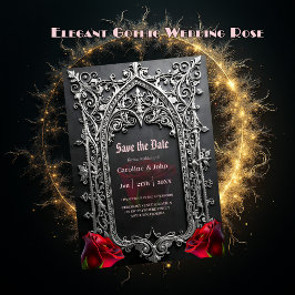 Eleganter gotischer Hochzeitsrosenrahmen Save The Date