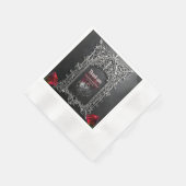 Eleganter gotischer Hochzeitsrosenrahmen  Serviette (Ecke)