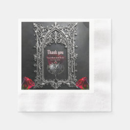 Eleganter gotischer Hochzeitsrosenrahmen Serviette