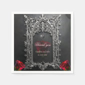 Eleganter gotischer Hochzeitsrosenrahmen  Serviette (Vorderseite)