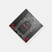 Eleganter gotischer Hochzeitsrosenrahmen  Serviette (Ecke)